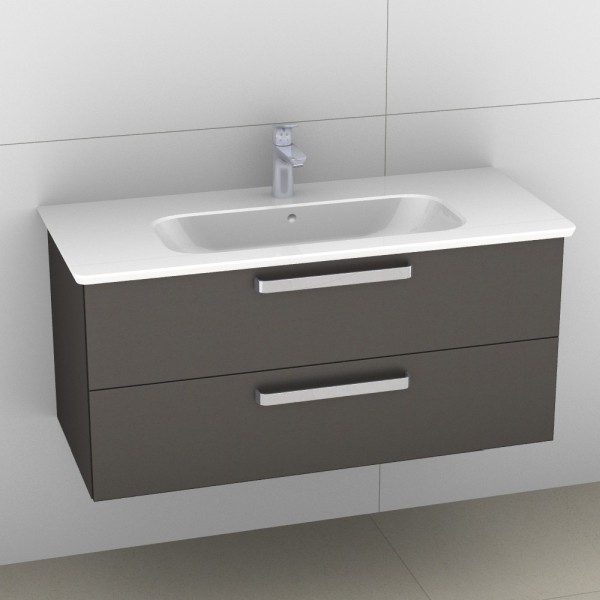 Artiqua 412 Waschtischunterschrank für Softmood T0559, Stahlgrau Metallic, 412-WU2L-I36-7141-88