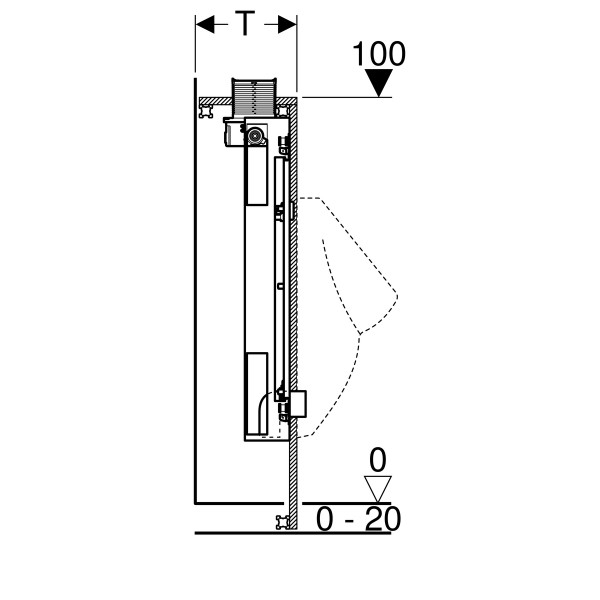 Geberit GIS Urinal Universal 100 cm Betätigung von oben für Urinal-Steuerung ab 2009