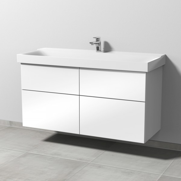 Sanipa 3way Waschtischunterbau zu Geberit Xeno2 Waschtisch mit 4 Auszügen, Weiß-Glanz