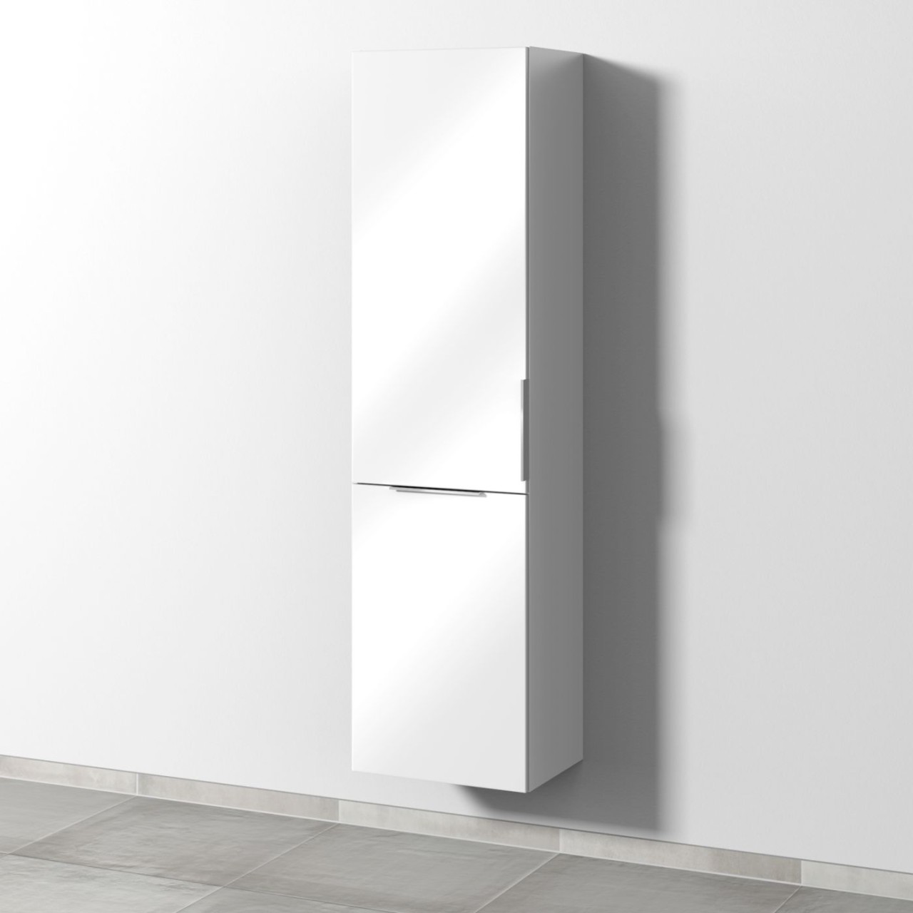 Sanipa 3way Stauraumschrank mit 1 Tür und 1 Wäschekorbklappe, Weiß-Glanz UF18478