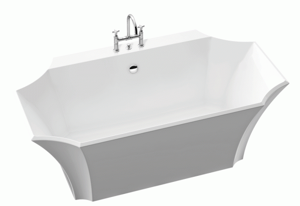 Zicco Cristal back to wall freistehende Badewanne, L 1645 W 875 H 600 mm