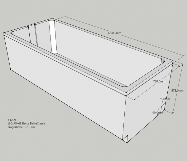 Neuesbad Wannenträger für Bette Classic 180x75