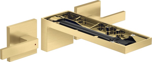 Hansgrohe 3-Loch Waschtischarmatur AxMyEdition F-Set Wandmontage o.Platte, brushed gold optic, 47082