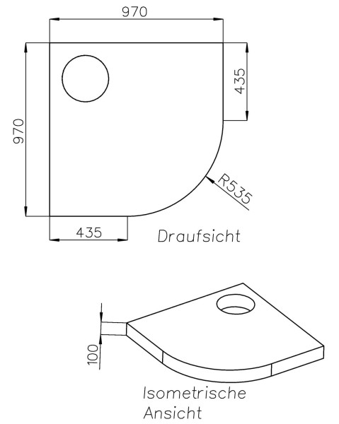 Neuesbad Wannenträger für Hoesch Muna (viertelrund) 1000x1000x15