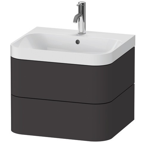 Duravit Happy D.2 Plus c-shaped Set wandhängend Graphit Supermatt 575x490x480 mm - HP4345O8080