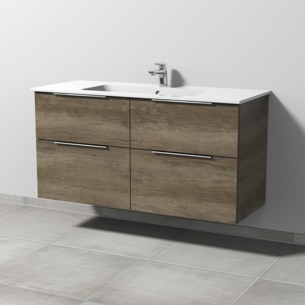 Sanipa 3way Waschtischunterbau zu Duravit ME by Starck Waschtisch mit 4 Auszügen, Eiche-Nebraska