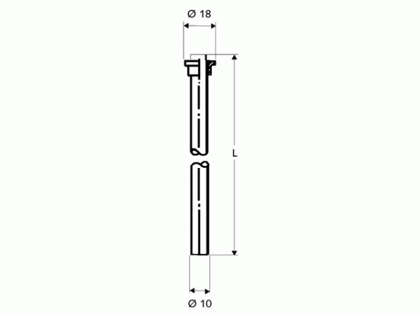 Schell Kupferrohr 1/2" Lötnippel d:10mm 500mm chrom