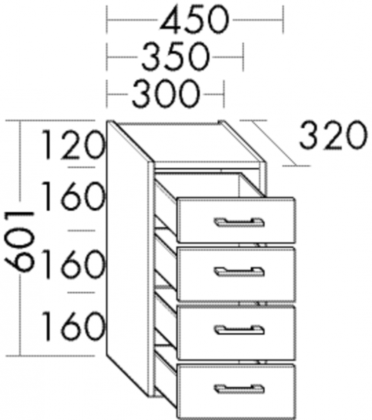 Burgbad Unterschrank Sys30 PG1 Aqua 601x450x320 Eiche Dekor Flanelle, U4535F2239