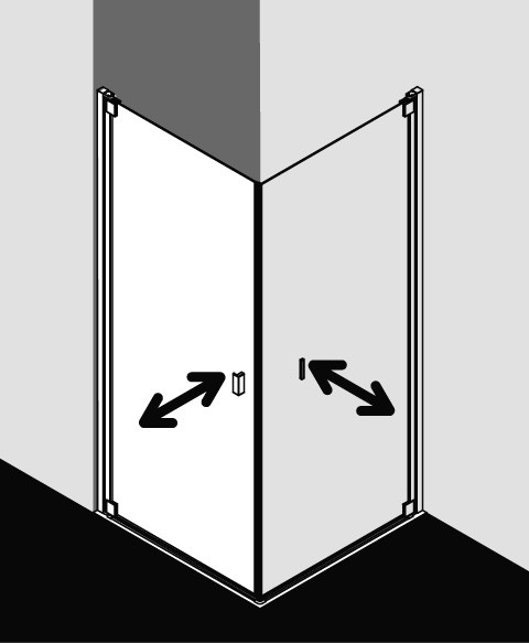 Kermi Pendeltür Raya 1KR 1030x2000, silber hochglanz, ESG Opaco mit KermiClean, RA1KR