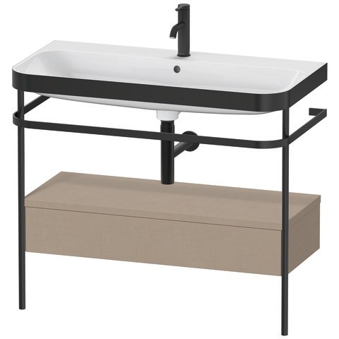 Duravit Happy D.2 Plus c-bonded Set mit Metallkonsole und Schubkasten Leinen Matt 975x490x850 mm - H