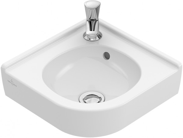 Villeroy & Boch Eck-Handwaschbecken O.novo 7310 320mm Schenkellänge , 1 Hahnloch mit Überlauf Weiß A