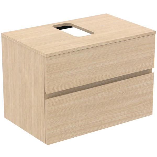 Ideal Standard Waschtischunterschrank Finesse Ausschnitt r/l 802x505x558mm 2 Auszüge Eiche weiss, E3