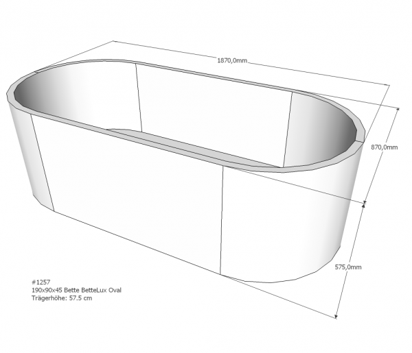 Neuesbad Wannenträger für Bette Lux (oval) 1900x900