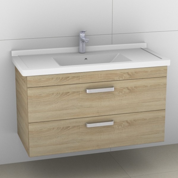 Artiqua 411 Waschtischunterschrank für Starck 3 030410 Castello Eiche quer NB, 411-WU2L-D07-7136-426