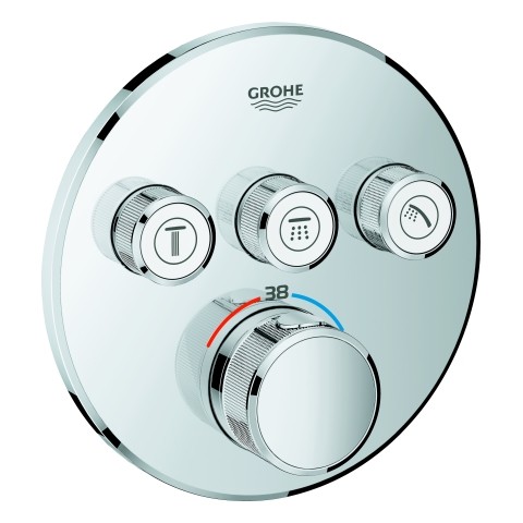 Grohe Thermostat Grohtherm SmartControl 29121 rund FMS 3 Absperrventile chrom, 29121000