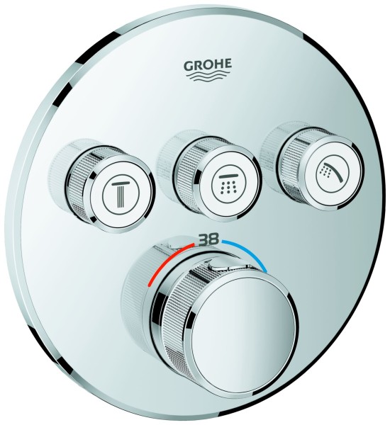 Grohe Thermostat Grohtherm SmartControl 29121 rund FMS 3 Absperrventile chrom, 29121000