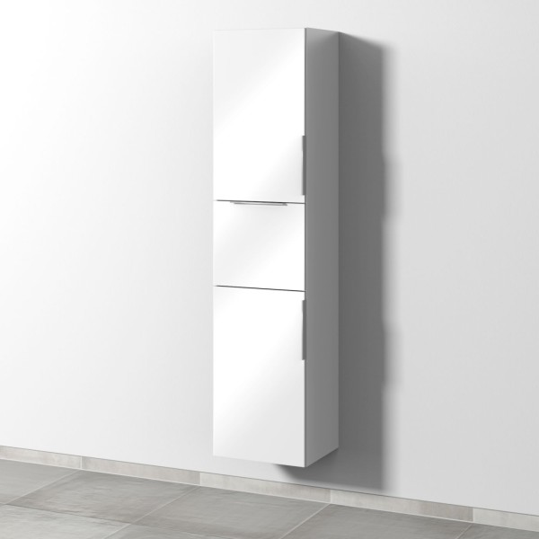 Sanipa 3way Hochschrank mit 2 Türen und 1 Auszug, Weiß-Glanz