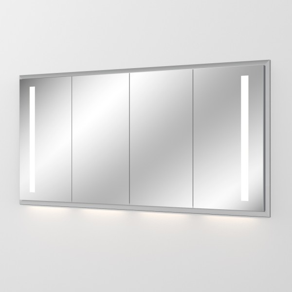 Sanipa Reflection Aluminium-Wandeinbau-Spiegelschrank WILMA 165 mit LED-Beleuchtung, AU3106L