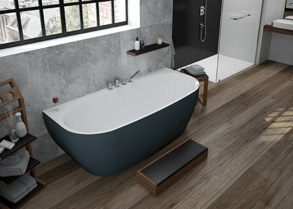 Hoesch Badewanne iSensi Vorwand 1900x900 Monolith Befüllung Chrom, BiColor Weiß-Grau, 3854.112