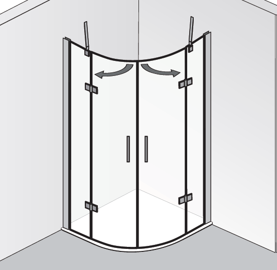 HSK Atelier Plan Runddusche 4-teilig, 2 Drehtüren