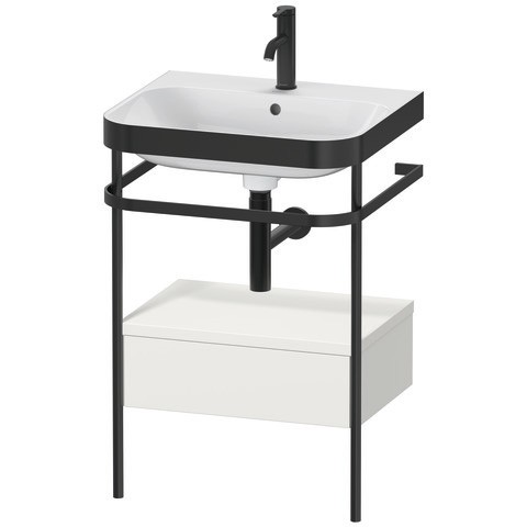 Duravit Happy D.2 Plus c-bonded Set mit Metallkonsole und Schubkasten Nordic Weiß Seidenmatt 575x490