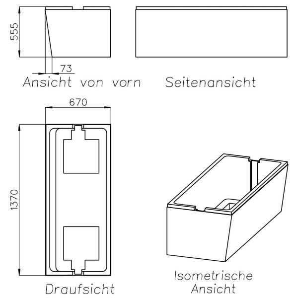 Neuesbad Wannenträger für SuPERIO UNO (1g/1s) 140x70