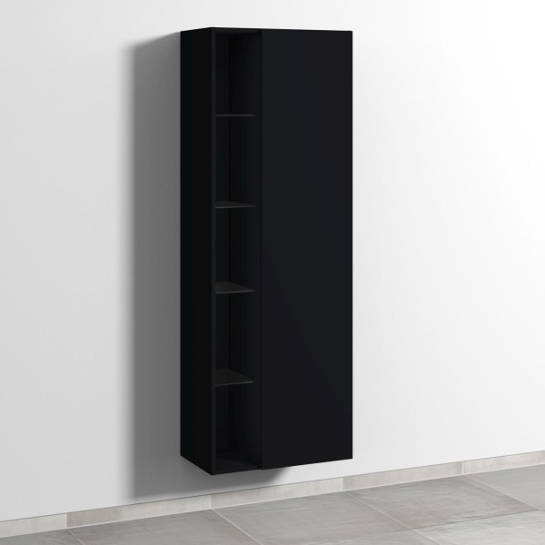 Sanipa 3way Stauraumschrank mit 1 Tür und offenen Fächern, Schwarz-Matt