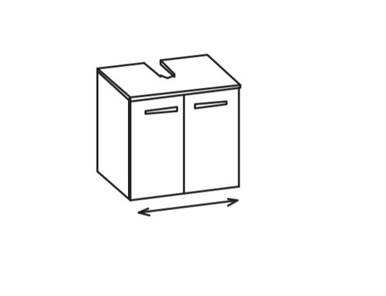Artiqua 400 variabler Universalwaschtischunterschrank, Sangallo Grau quer, 400-WBV2T-1-7152-432