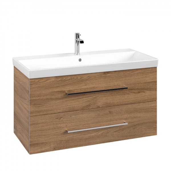 Villeroy & Boch Avento Waschbeckenunterschrank, 2 Auszüge, 976 x 514 x 452 mm, Kansas Oak