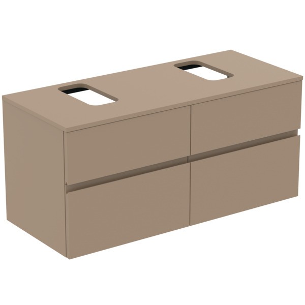 Ideal Standard Waschtischunterschrank Finesse Ausschnitt r/l 1202x505x558mm 4 Auszüge Greige matt, E