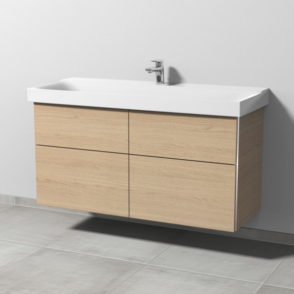 Sanipa 3way Waschtischunterbau zu Geberit Xeno2 Waschtisch mit 4 Auszügen, Eiche-Nordic