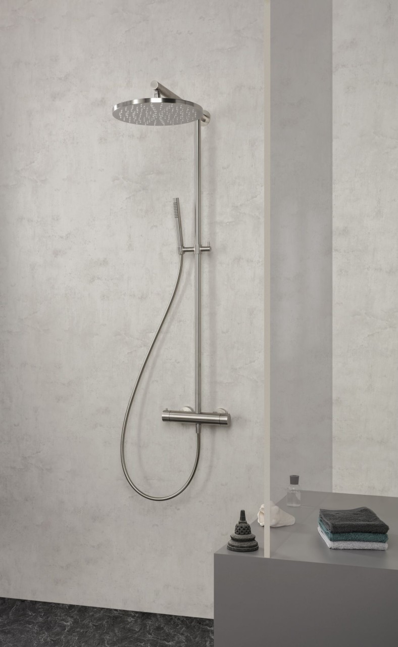 Herzbach spa ix Duschsystem thermo rund 300 bh 1118 neu, Edelstahl matt gebürstet, 17.988130.1.09 17.988130.1.09
