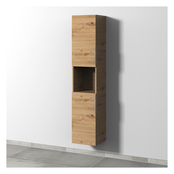 Sanipa 3way Hochschrank mit 2 Türen und 1 offenem Fach, Eiche Natural-Touch