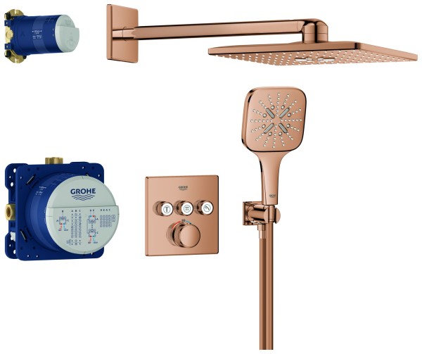 GROHE Unterputz-Duschsystem Grohtherm SmartControl 34864 THM eckige Form 3 ASV warm sunset, 34864DA0