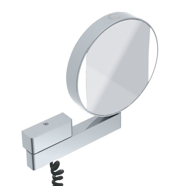 Emco LED Rasier-und Kosmetikspiegel,Gelenkarm, Vergrösserung: 3fach, Spiralkabel,chrom, Farbwechs
