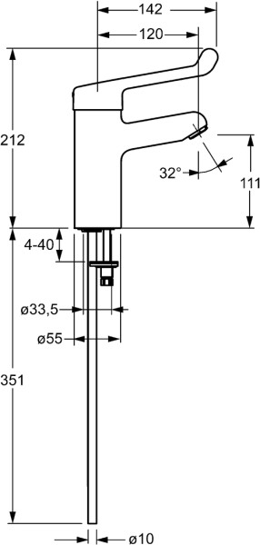 Hansa WT-Einhand-Sicherheitsbatterie Hansamedipro 0171, chrom