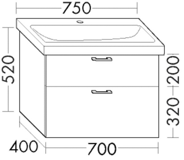Burgbad Waschtischunterschrank zu Keramik Sys30 PG4 Sana 520x700x400 Trend-/RAL-Farbe Ultramatt, WX