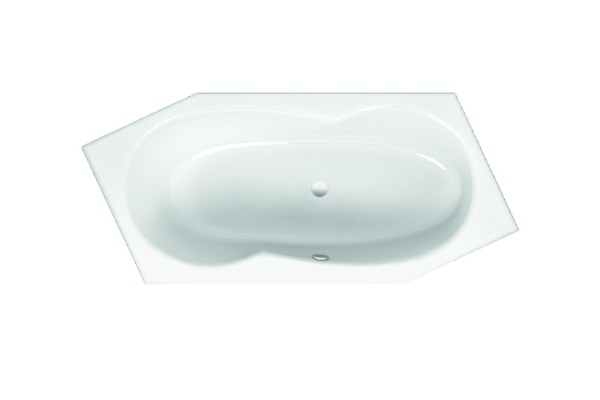 Bette 6-Eck Badewanne Metric 6840, 206x90x45 cm FE re ÜL vo snow GlasurPlus, 6840-440PLUS