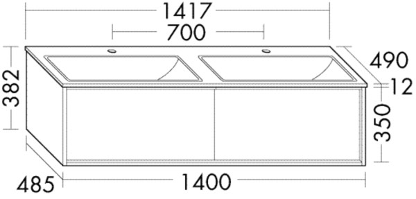 Burgbad Keramik-Waschtisch+Wtu Uomo Preisgruppe 1 Eiche Dekor Baumwolle/Taupe, SHNM142F7449C0040