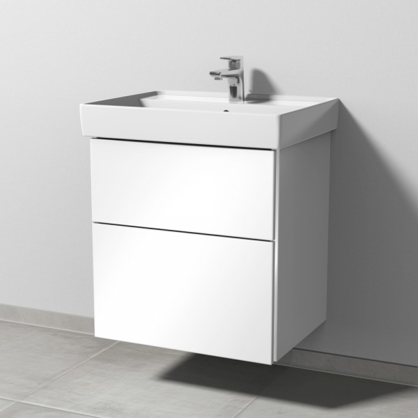 Sanipa 3way Waschtischunterbau zu Villeroy & Boch Collaro Waschtisch mit 2 Auszügen, Weiß-Glanz