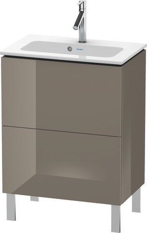 Duravit L-Cube Waschtischunterbau bodenstehend Flanell Grau Hochglanz 620x391x704 mm - LC6673089890A