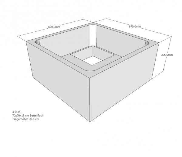 Neuesbad Wannenträger für Bette flach 70x70x15