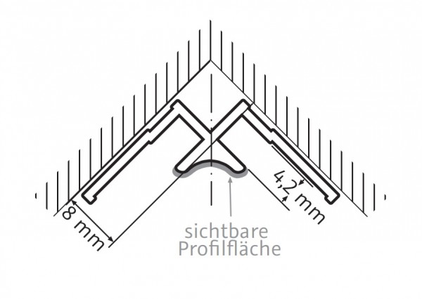 HSK Eckprofil, innen ca. 23 × 23 x 2550 mm, Alu silber-matt, 930002-1