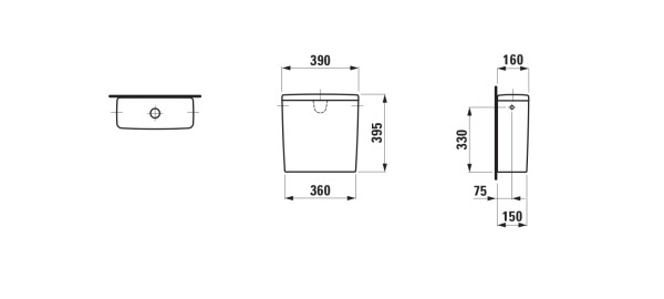 LAUFEN Spülkasten LUA 160x390x395, Wasseranschluss seitlich links oder rechts, bahama-beige