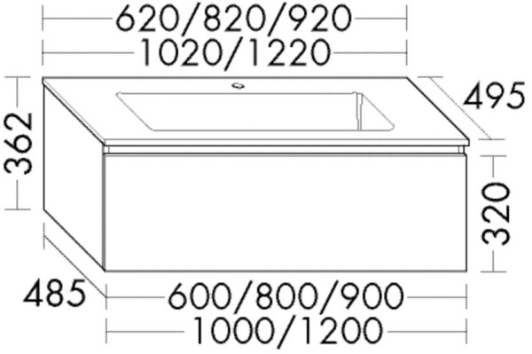 Burgbad Mineralguss Waschtisch-Set Lin20 Acryl/Lack Matt Schilf Matt/Weiß Velvet, SGVX102F5378C0037