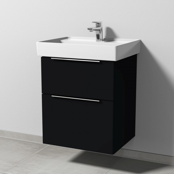 Sanipa 3way Waschtischunterbau zu Villeroy & Boch Collaro Waschtisch mit 2 Auszügen, Schwarz-Matt