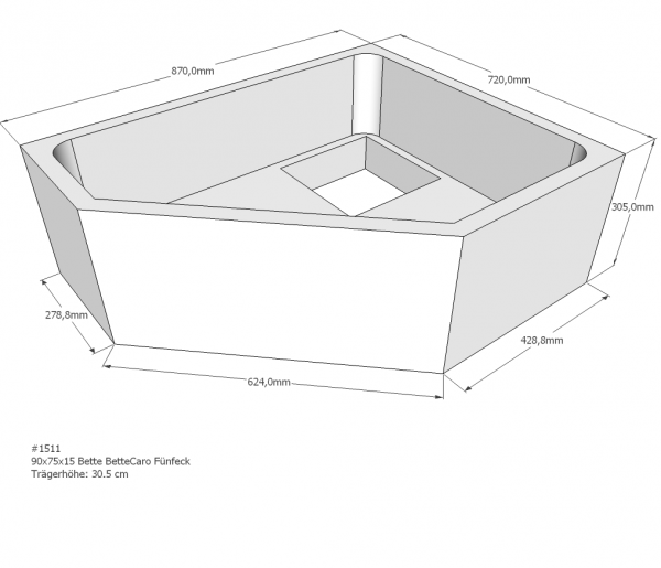 Neuesbad Wannenträger für Bette Caro 90x75x15 Fünfeck