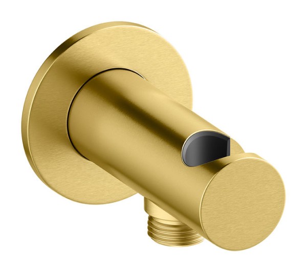 Damixa Brauseanschlusswinkel 1/2" mit integriertem Brausehalter, Messing gebürste