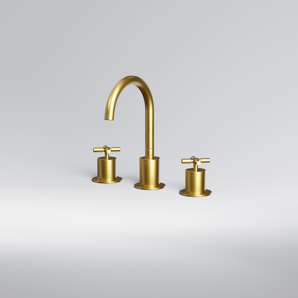 Steinberg 3-Loch-Waschtisch-Armatur m. Ablaufgarn., brushed gold, 250 2000 BG