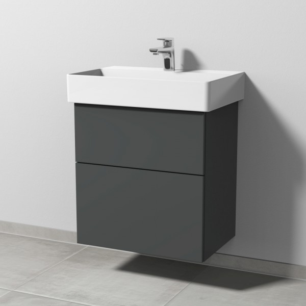 Sanipa 3way Waschtischunterbau zu Duravit Dura Square Waschtisch mit 2 Auszügen, Anthrazit-Matt